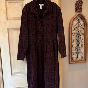 Eddie Bauer Floral Long Sleeve Corduroy Dress Size 18